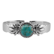 Tibetan Turquoise Natural Gemstone with 925 Solid Silver Antique Designer Bangle GIft Jewelry